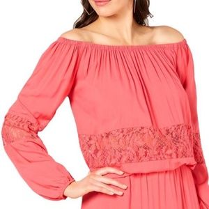 Guess Viola Eyelet Off Shoulder Pullover Size Sm